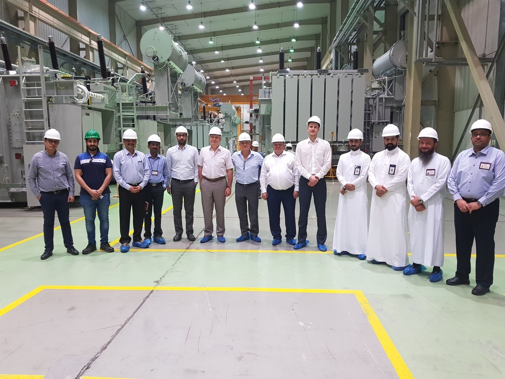 Participants of the tour of the transformer plant of Saudi Power Transformers Company in Saudi Arabia